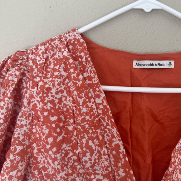 Abercrombie & Fitch Flutter Sleeve Smocked Waist Deep-V Top - Picture 2 of 6